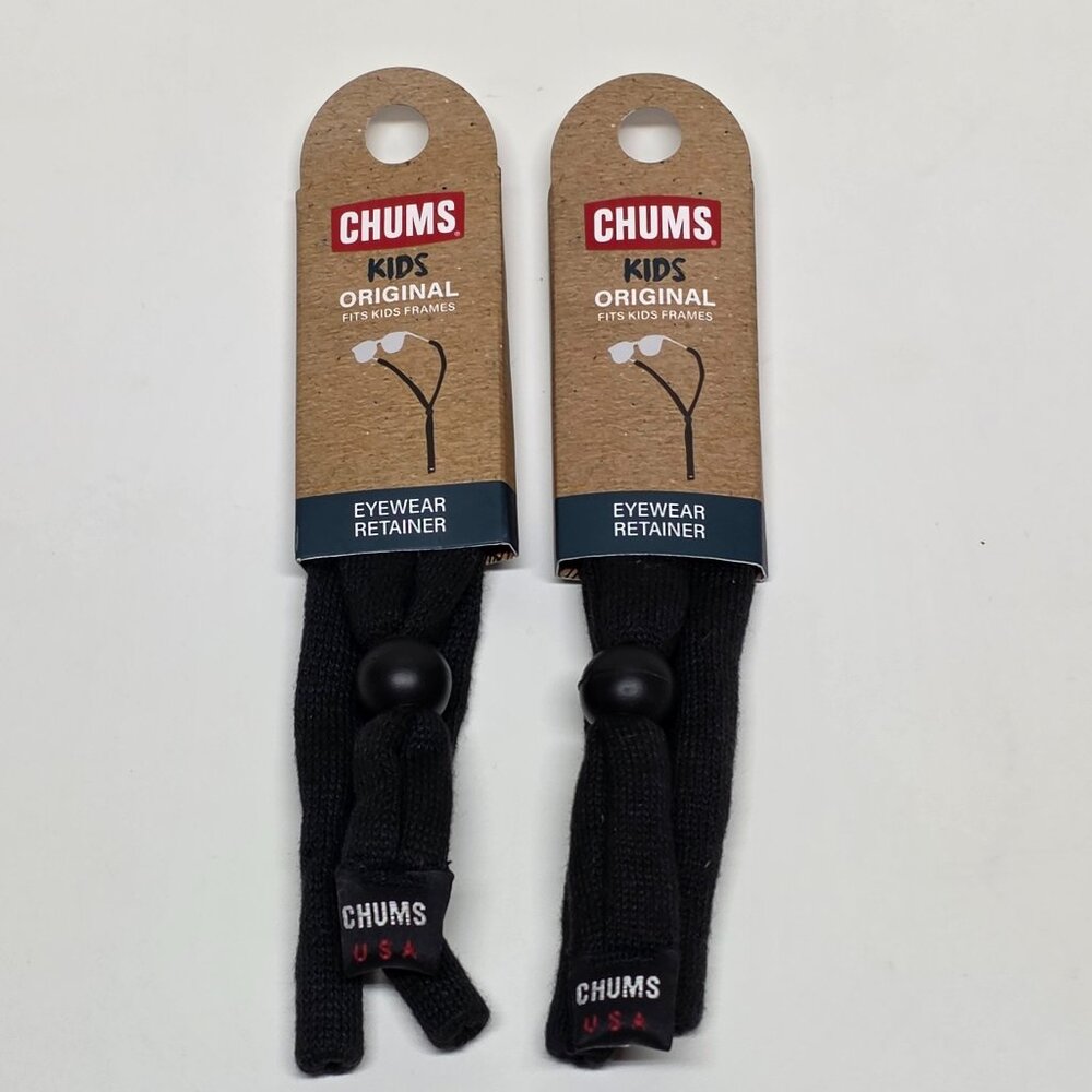 CHUMS Kids Eyewear Retainers 2-Pack Black Adjustable NWT